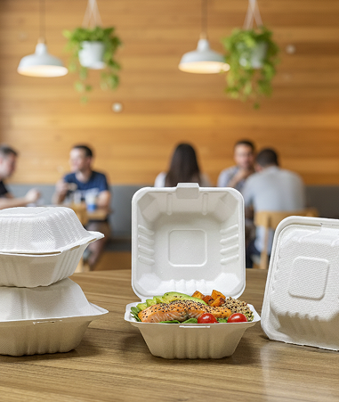 Bagasse Clameshell (6x6)