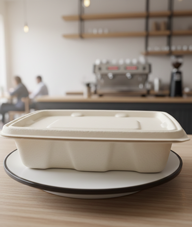 500ml Rectangular Container with Bagasse Lid